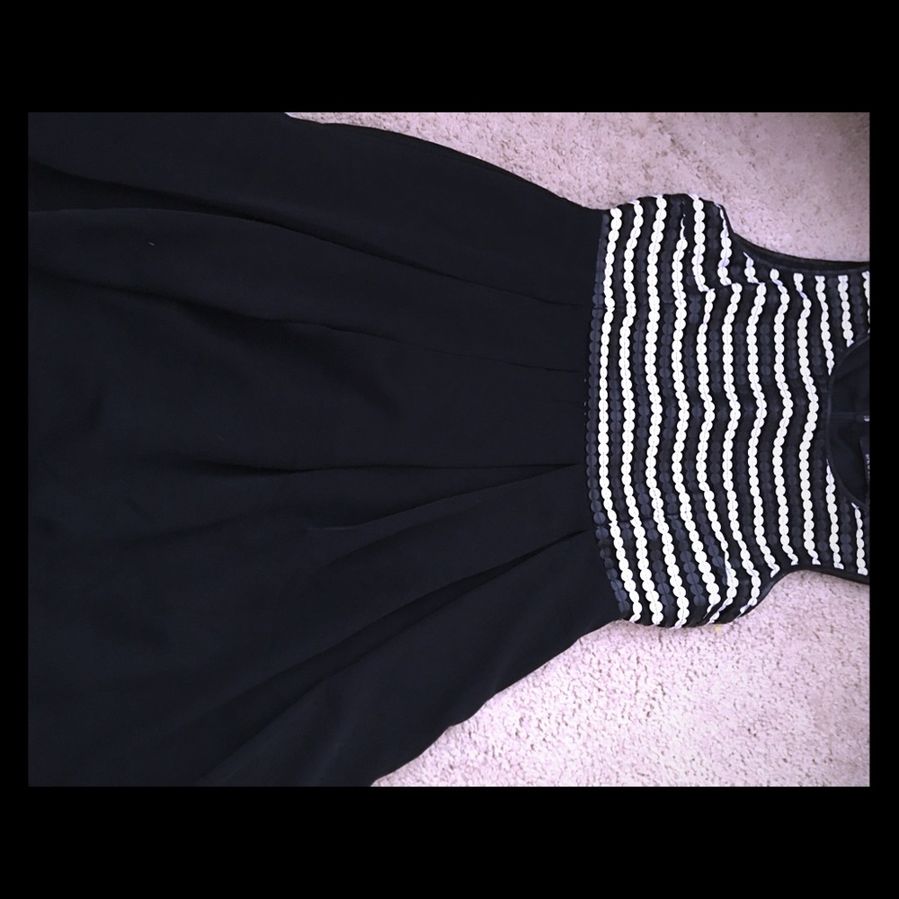 Black and white Faux leather cocktail dress